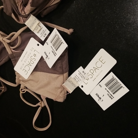 💕L*SPACE💕 Shimmer Bikini Set Ringo Bikini Top + Nancy Lee Bikini Bottom L NWT - Picture 16 of 16